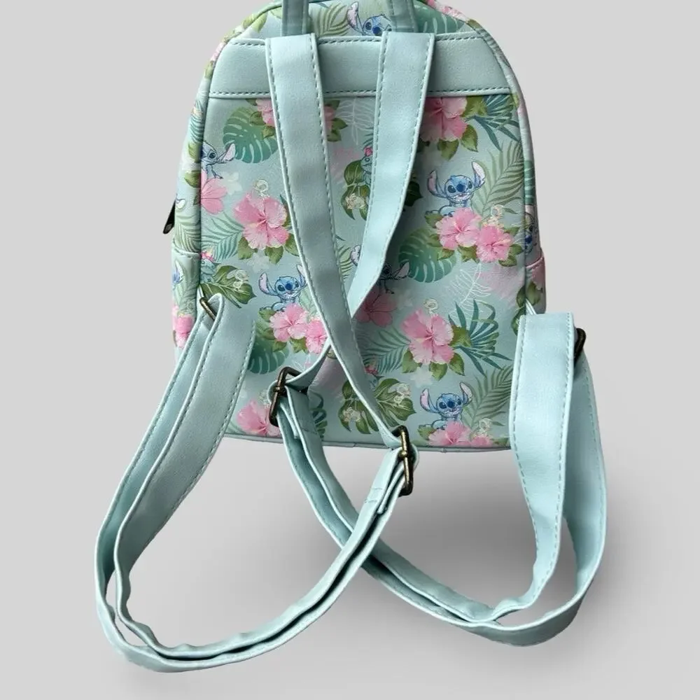 Loungefly Disney Lilo & Stitch Tropical Floral Mini Backpack Pastel Blue Vegan